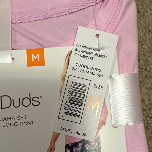 Cuddl Duds Pink Top and Navy Floral Pants Set - Picture 4 of 5